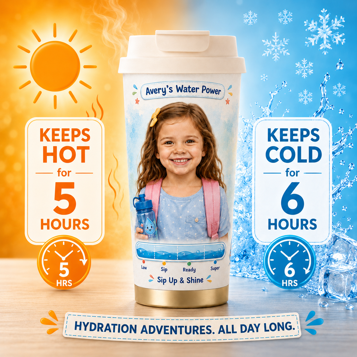 Water Power Personalised Insulated Tumbler - gallery image 1 | Personalized insulated tumbler for kids by Jolliboo