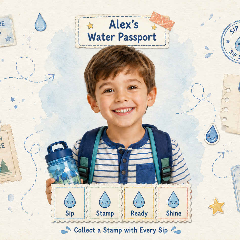 Water Passport Personalised Insulated Tumbler - personalized kids tumbler artwork | Jolliboo