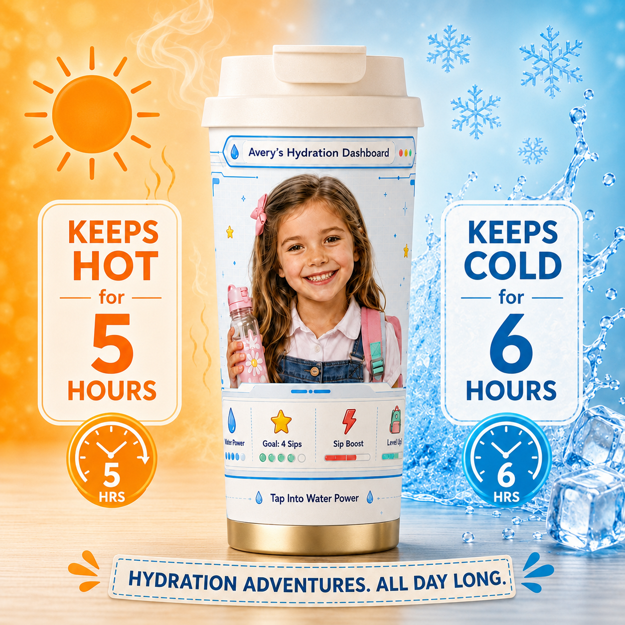Hydration Dashboard Personalised Insulated Tumbler - gallery image 19 | Personalized insulated tumbler for kids by Jolliboo