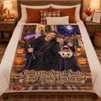 Collecting Sweet Souls And Candy Together Dad And Son Halloween Blanket - image 3 | Jolliboo