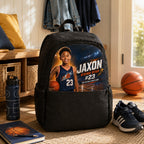 Custom Basketball Rising Star Casual Backpack - home entry lifestyle mockup | Personalized basketball backpack for kids by Jolliboo