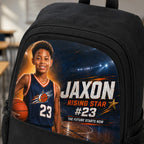 Custom Basketball Rising Star Casual Backpack - close-up print detail mockup | Personalized basketball backpack for kids by Jolliboo