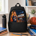 Custom Basketball Rising Star Casual Backpack - desk lifestyle black backpack mockup | Personalized basketball backpack for kids by Jolliboo