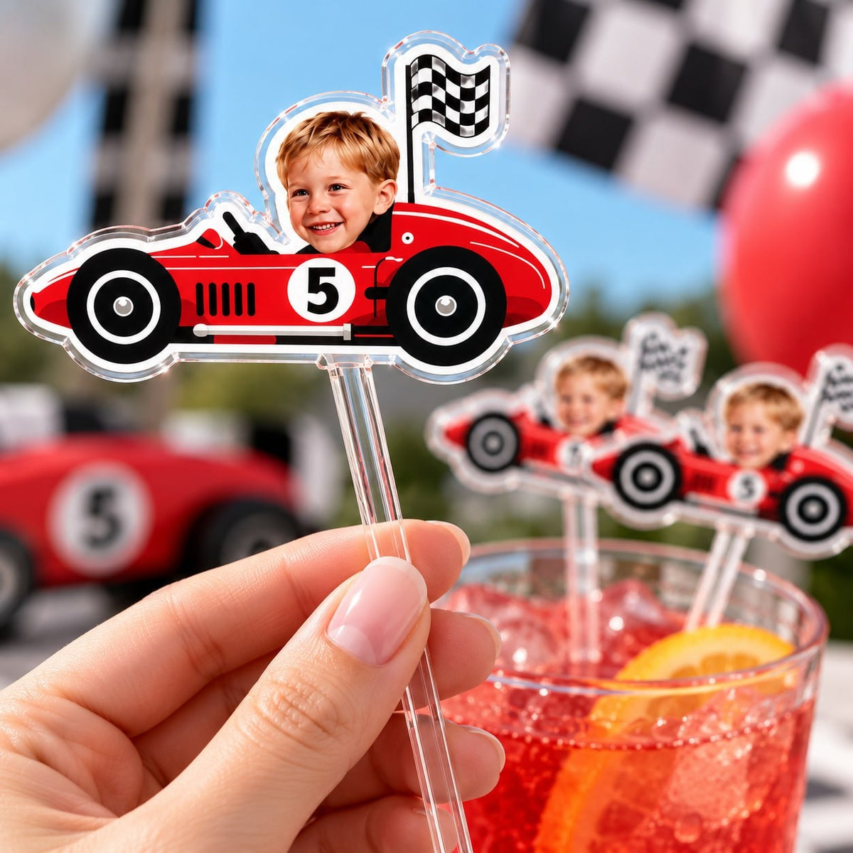 Custom Race Car Age Drink Stirrer - image 2 | Jolliboo
