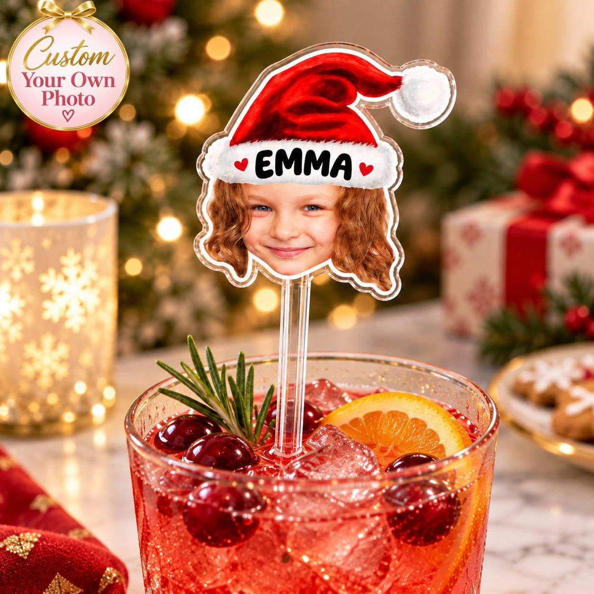 Custom Santa Hat Name Drink Stirrer - image 1 | Jolliboo