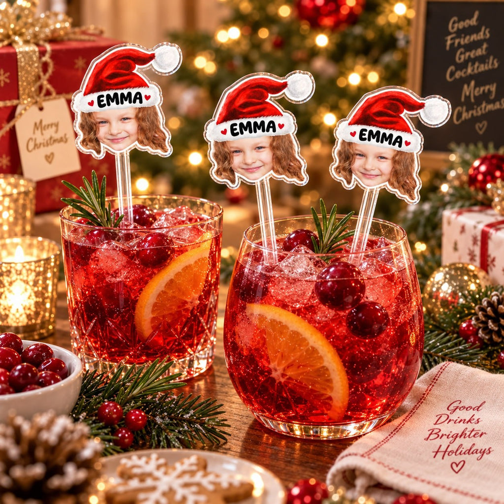 Custom Santa Hat Name Drink Stirrer - image 2 | Jolliboo