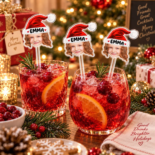 Custom Santa Hat Name Drink Stirrer - image 2 | Jolliboo
