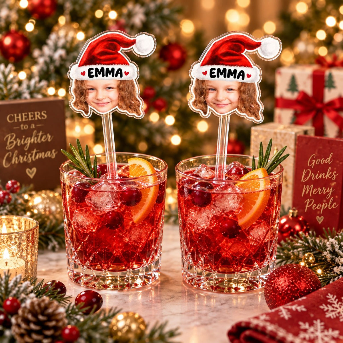 Custom Santa Hat Name Drink Stirrer - image 3 | Jolliboo