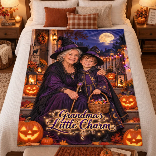 Grandmas Little Charm Grandma And Child Witch Halloween Blanket - image 1 | Jolliboo