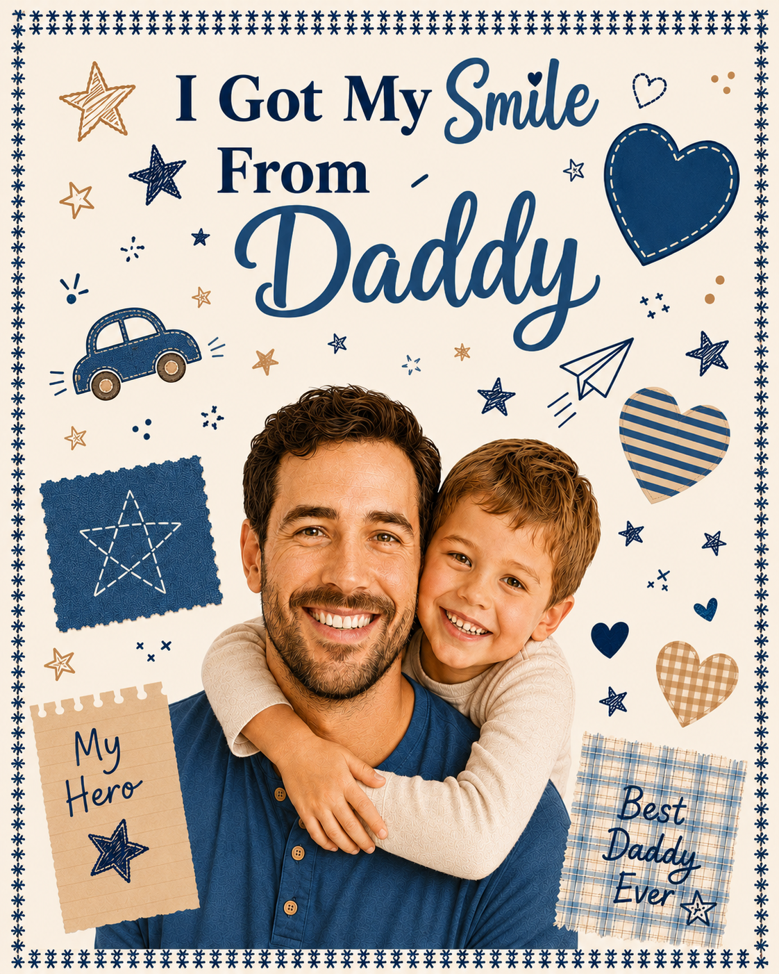 I Got My Smile From Daddy – Custom Dad & Kid Face Blanket