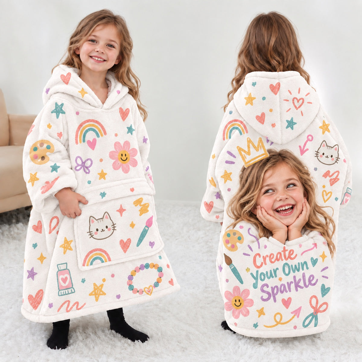 Personalized Create Your Own Sparkle Blanket Hoodie | Jolliboo