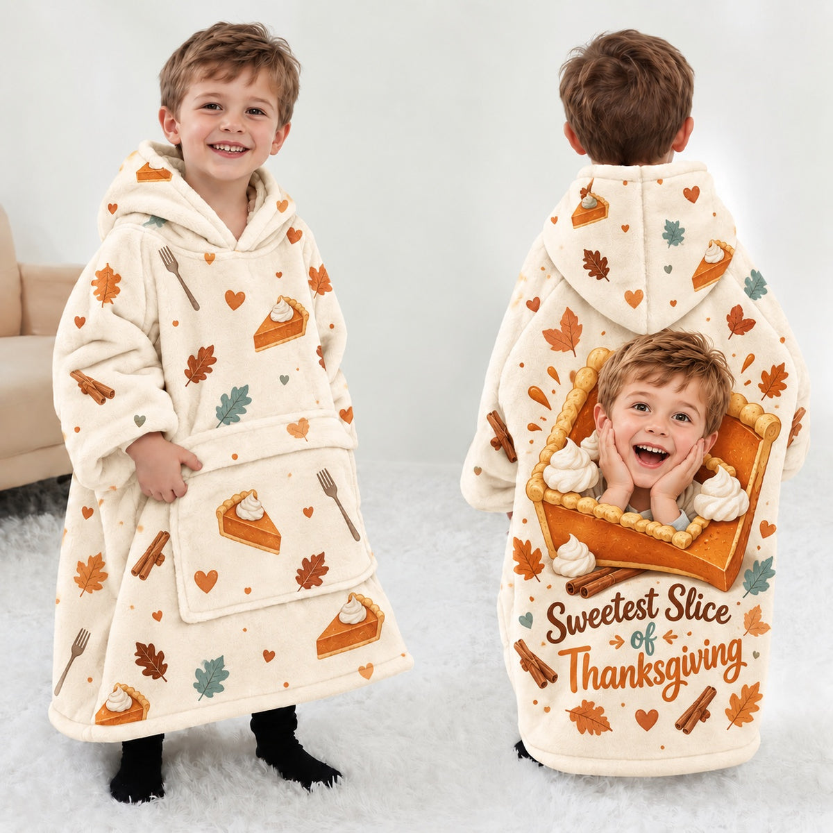 Personalized Sweetest Slice Thanksgiving Blanket Hoodie | Jolliboo