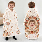 Personalized Little Turkey Thanksgiving Blanket Hoodie | Jolliboo