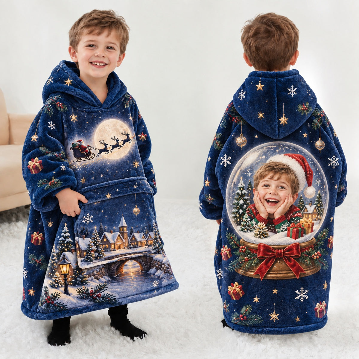 Personalized Christmas Night Blanket Hoodie | Jolliboo
