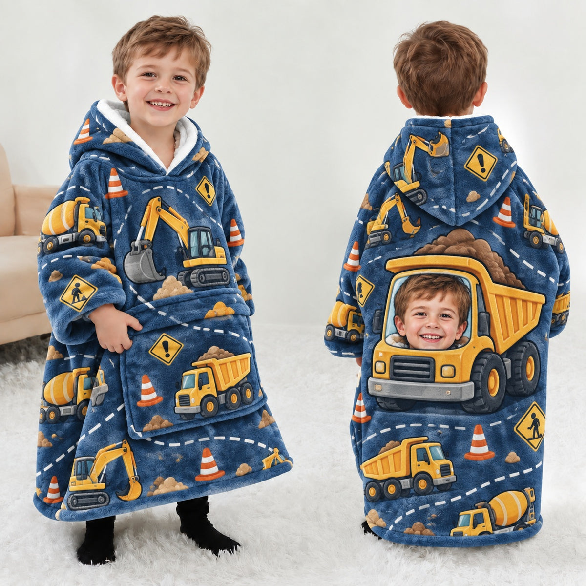 Personalized Construction Crew Blanket Hoodie | Jolliboo