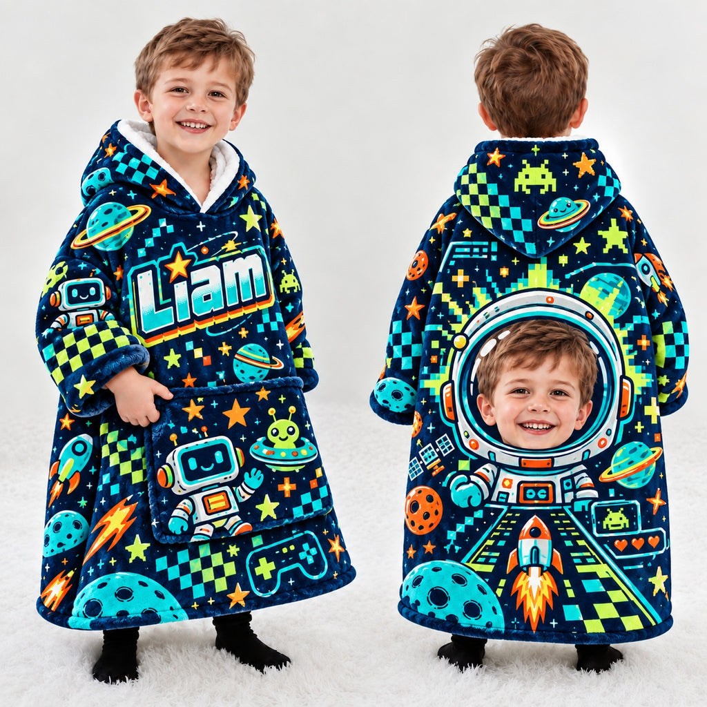 Personalized Space Explorer Blanket Hoodie | Jolliboo