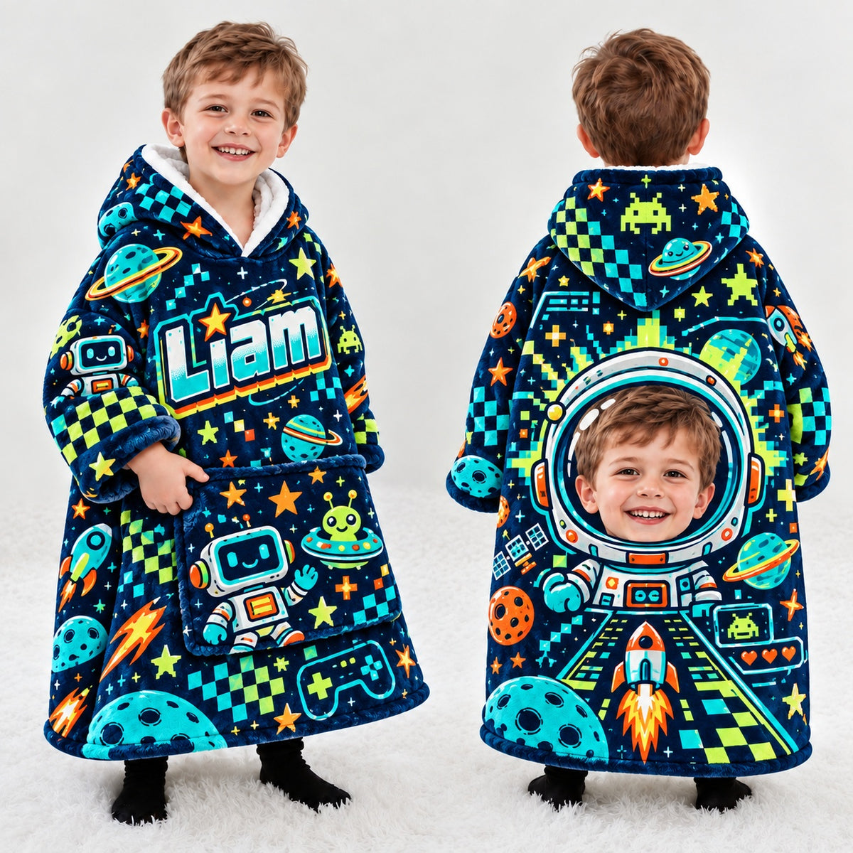Personalized Space Explorer Blanket Hoodie | Jolliboo