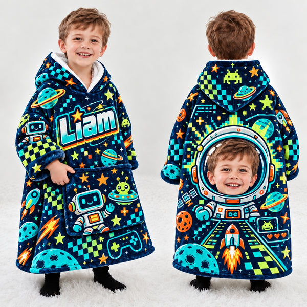 Personalized Space Explorer Blanket Hoodie | Jolliboo