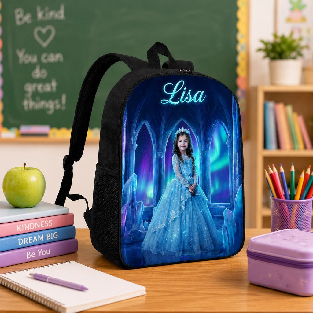 Little Ice Princess Realistic Personalized School Bag - emotional first-day moment with the personalized ice princess school bag | Personalized school bag for kids by Jolliboo