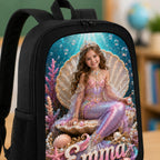 Mermaid Underwater Personalised School Backpack - close-up backpack artwork detail | Personalized school backpack for kids by Jolliboo