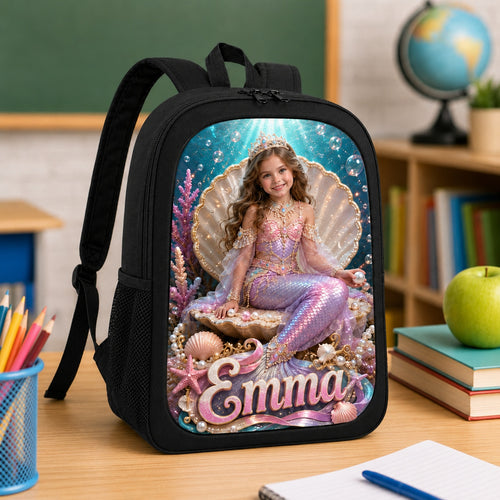 Mermaid Underwater Personalised School Backpack - front classroom backpack product shot | Personalized school backpack for kids by Jolliboo