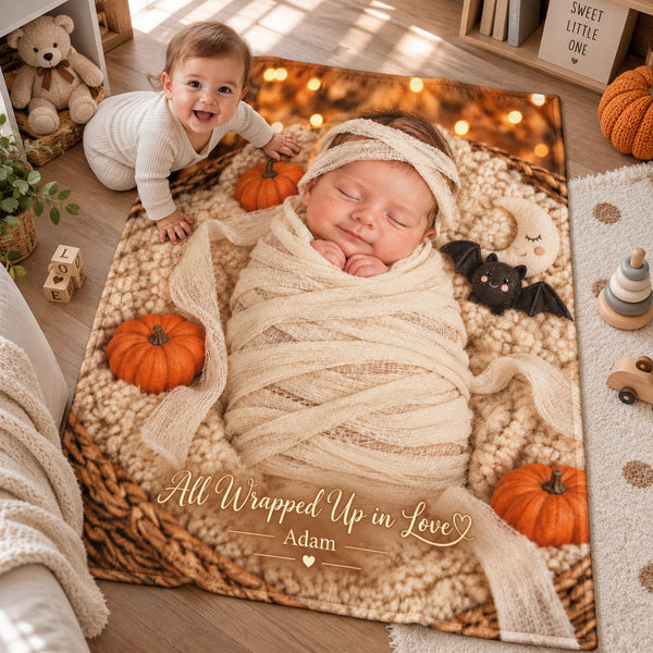 Personalized All Wrapped Up in Love Baby Mummy Halloween Blanket - image 1 | Jolliboo