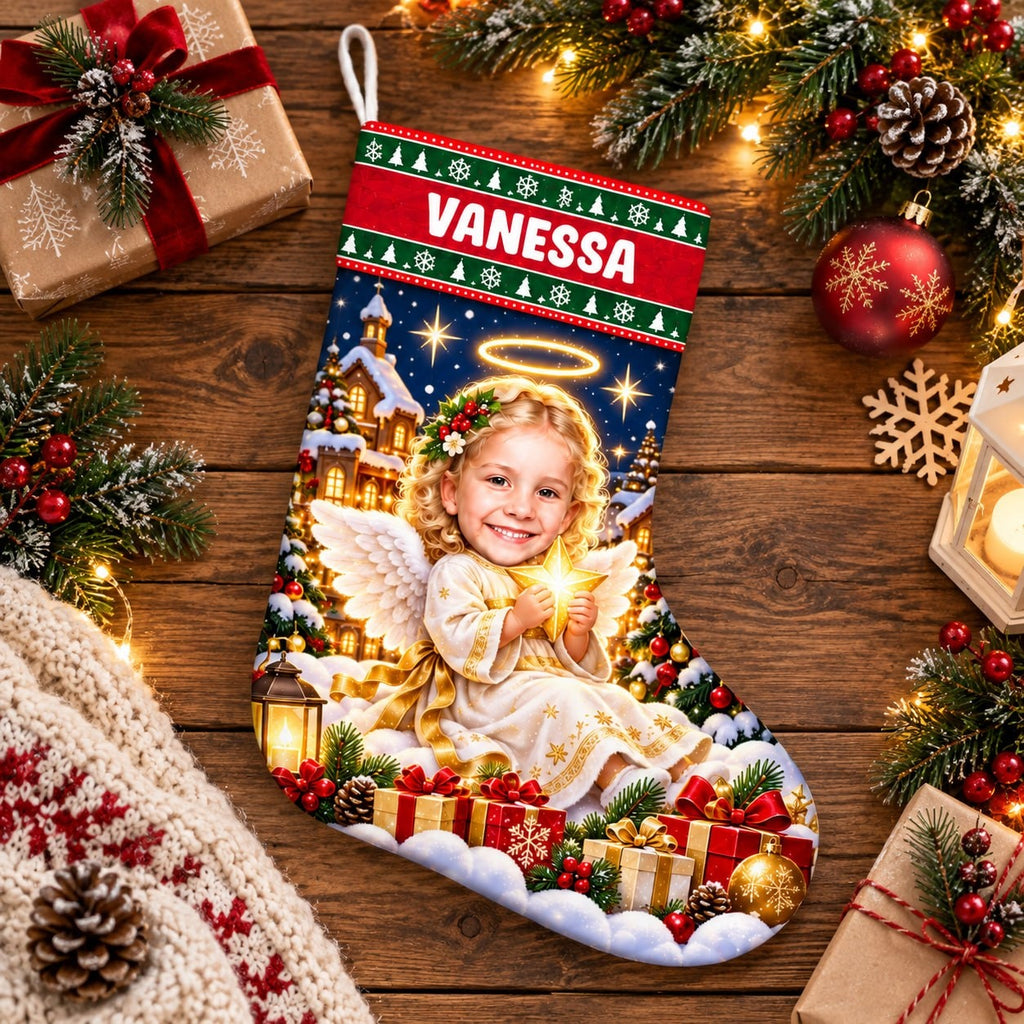 Personalized Angel Christmas Stocking - image 2 | Jolliboo