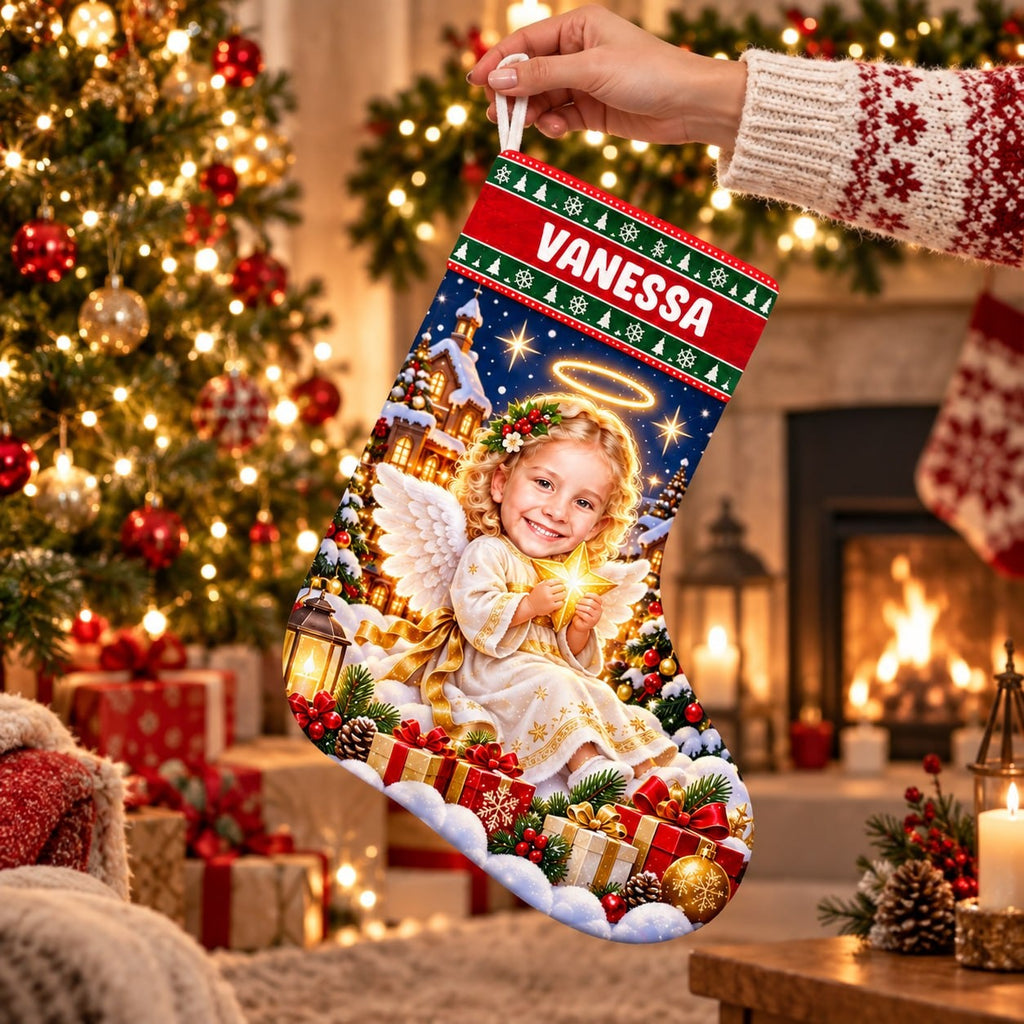 Personalized Angel Christmas Stocking - image 3 | Jolliboo