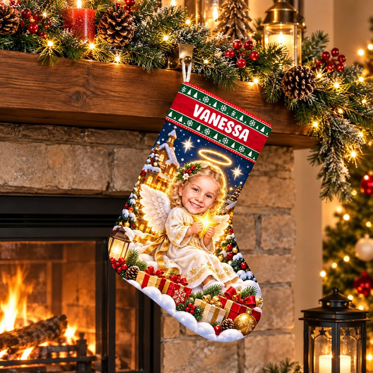 Personalized Angel Christmas Stocking - image 5 | Jolliboo