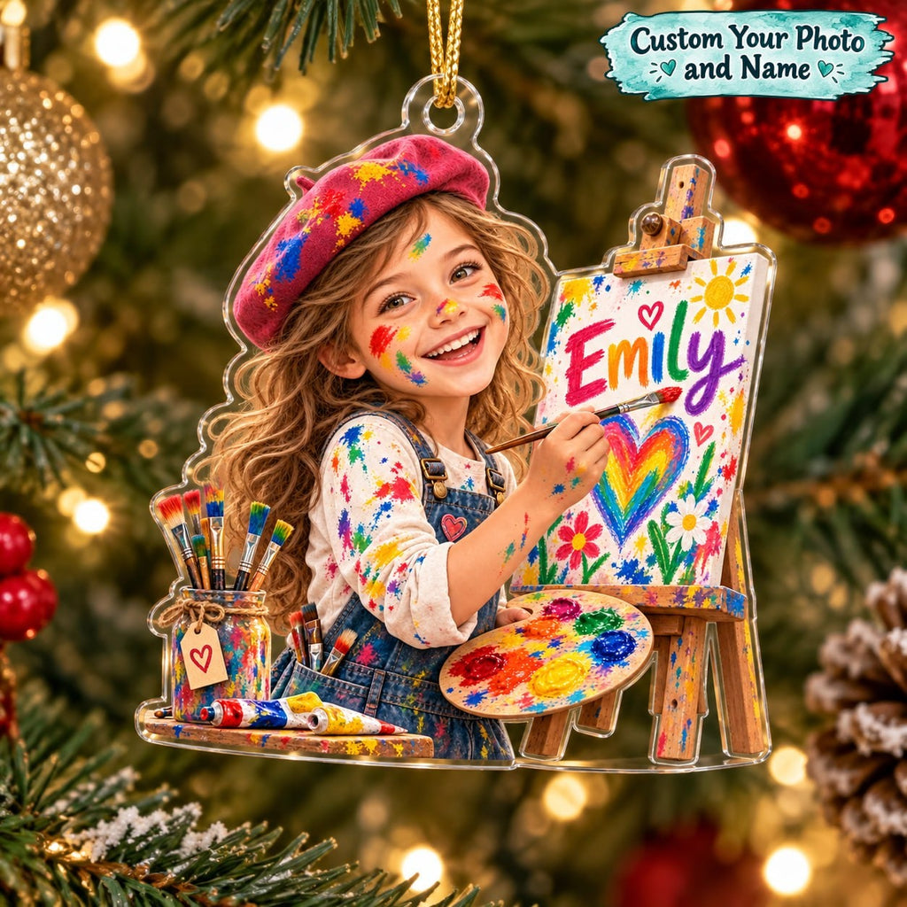 Personalized Artist Girl Christmas Ornament - image 1 | Jolliboo