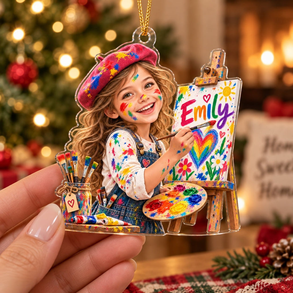 Personalized Artist Girl Christmas Ornament - image 3 | Jolliboo
