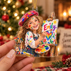 Personalized Artist Girl Christmas Ornament - image 3 | Jolliboo