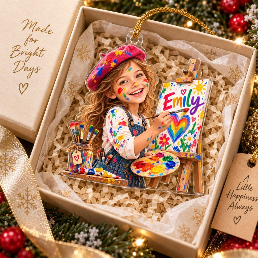 Personalized Artist Girl Christmas Ornament - image 4 | Jolliboo