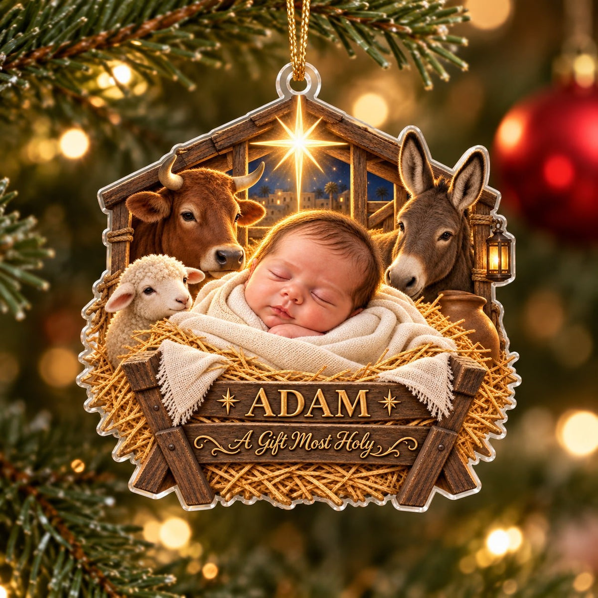 Personalized Baby A Gift Most Holy Nativity Ornament - image 1 | Jolliboo
