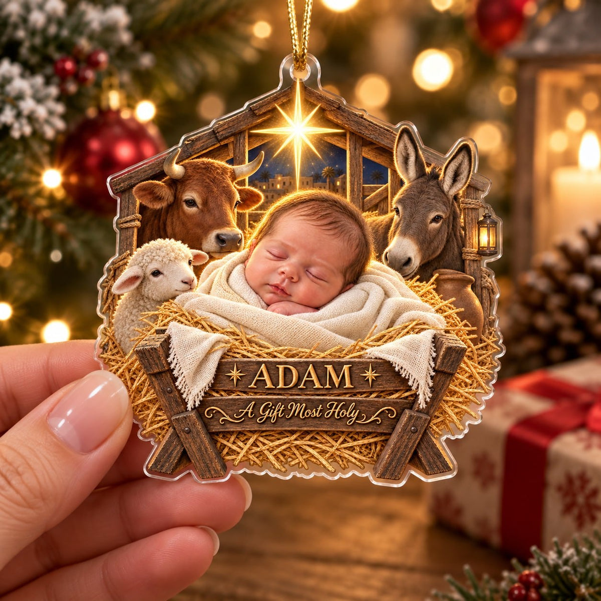 Personalized Baby A Gift Most Holy Nativity Ornament - image 3 | Jolliboo