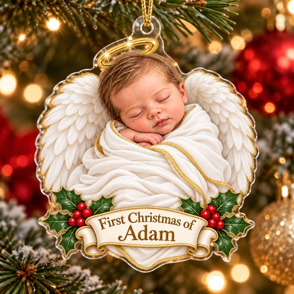 Personalized Baby Angel First Christmas Ornament - image 2 | Jolliboo