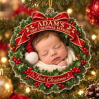 Personalized Baby First Christmas Blessing Wreath Ornament - image 1 | Jolliboo
