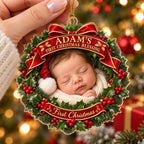 Personalized Baby First Christmas Blessing Wreath Ornament - image 2 | Jolliboo