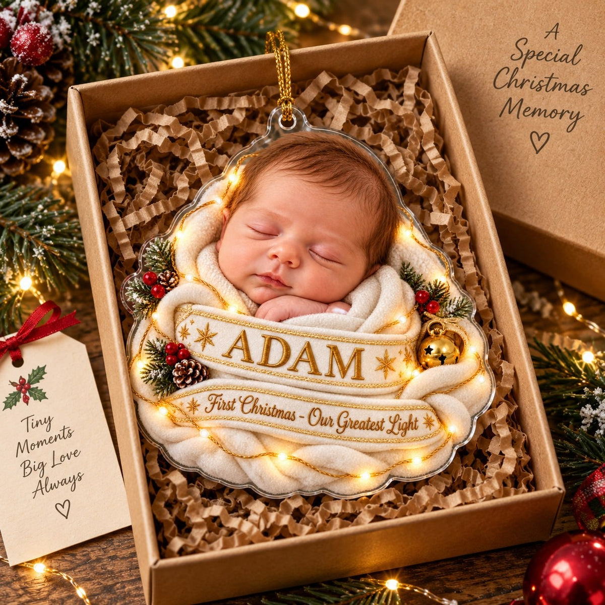 Personalized Baby First Christmas Greatest Light Ornament - image 2 | Jolliboo