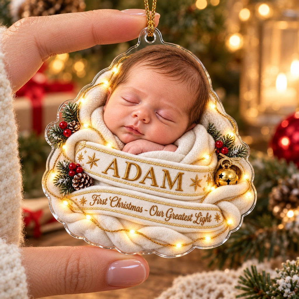 Personalized Baby First Christmas Greatest Light Ornament - image 3 | Jolliboo