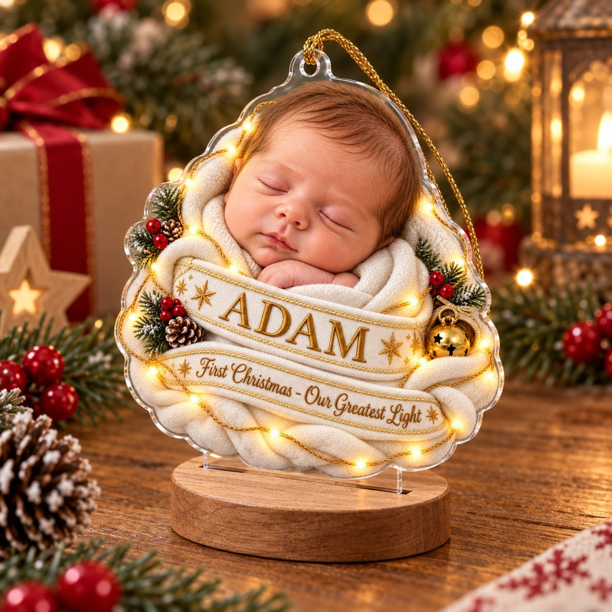 Personalized Baby First Christmas Greatest Light Ornament - image 4 | Jolliboo