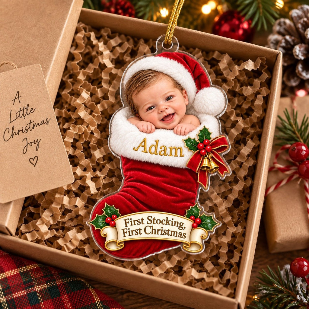 Personalized Baby First Stocking First Christmas Ornament - image 3 | Jolliboo