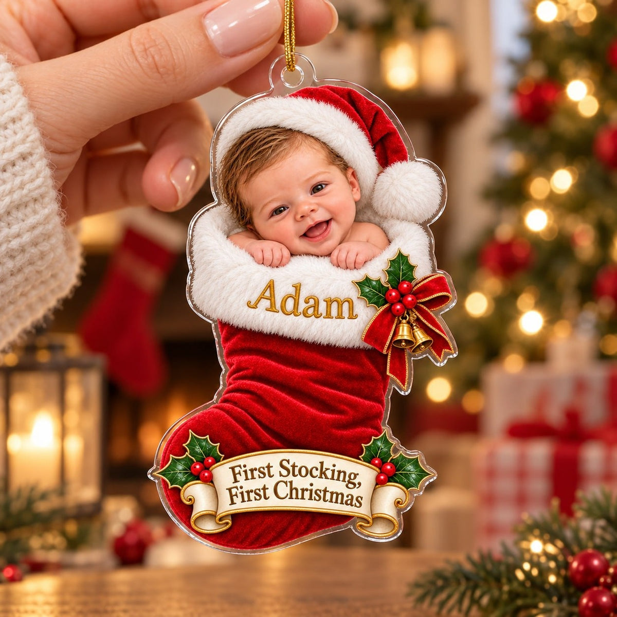 Personalized Baby First Stocking First Christmas Ornament - image 4 | Jolliboo