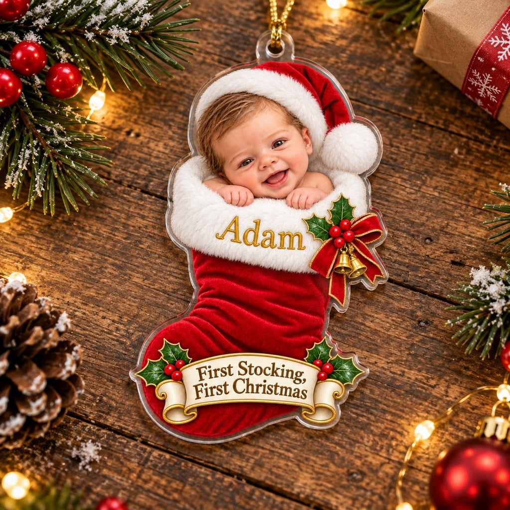Personalized Baby First Stocking First Christmas Ornament - image 5 | Jolliboo