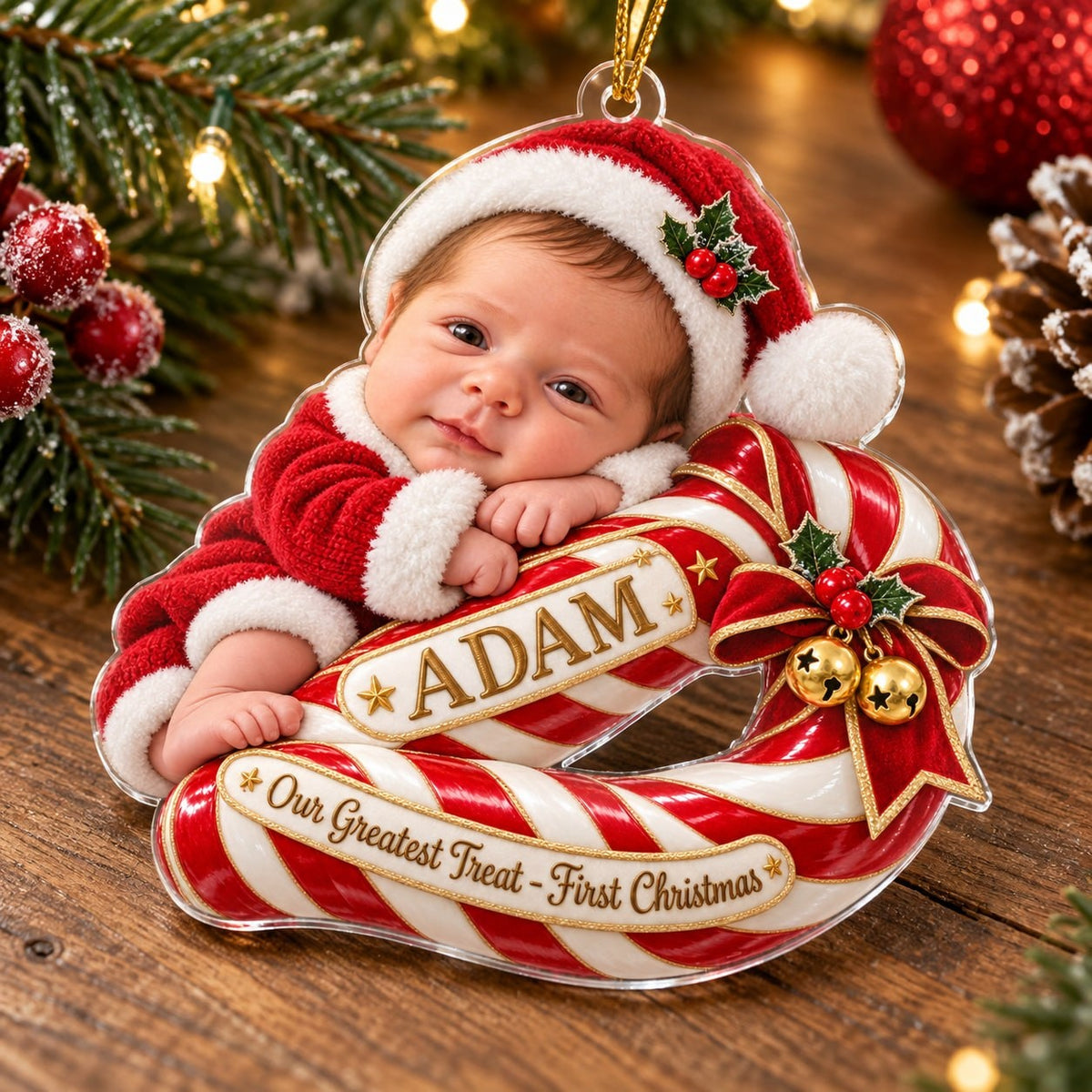 Personalized Baby Greatest Treat First Christmas Ornament - image 2 | Jolliboo