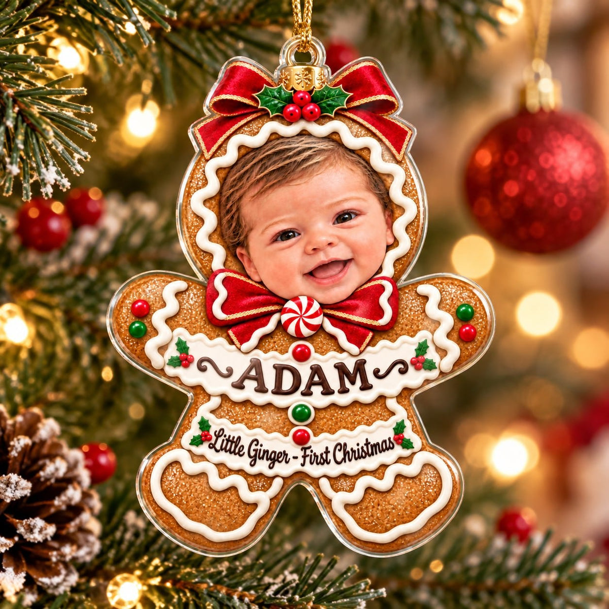 Personalized Baby Little Ginger First Christmas Ornament - image 1 | Jolliboo
