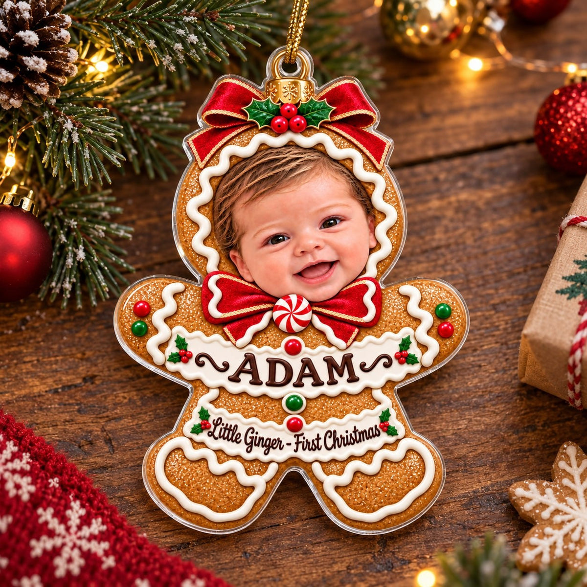 Personalized Baby Little Ginger First Christmas Ornament - image 4 | Jolliboo