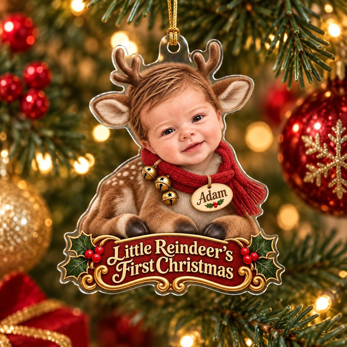 Personalized Baby Little Reindeer First Christmas Ornament - image 2 | Jolliboo