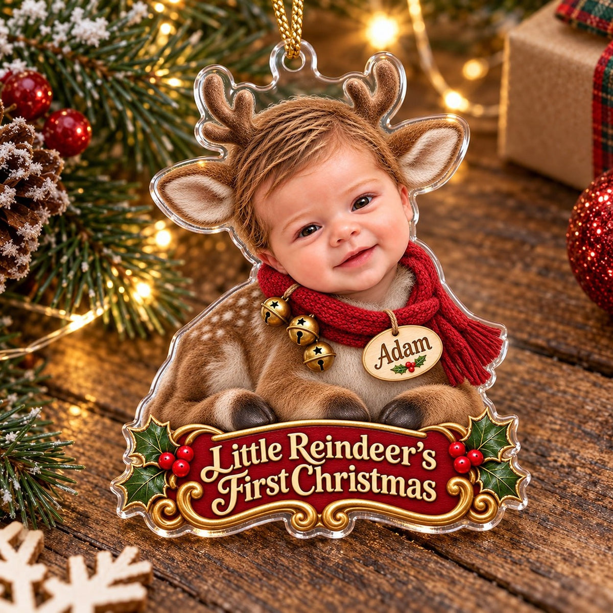 Personalized Baby Little Reindeer First Christmas Ornament - image 4 | Jolliboo