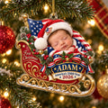 Personalized Baby Patriotic First Christmas Sleigh Ornament - image 1 | Jolliboo